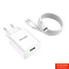 Kép 1/5 - Vipfan  hálózati töltőadapter+ Lightning kábel , E03, 1x USB, 18W, QC 3.0, fehér