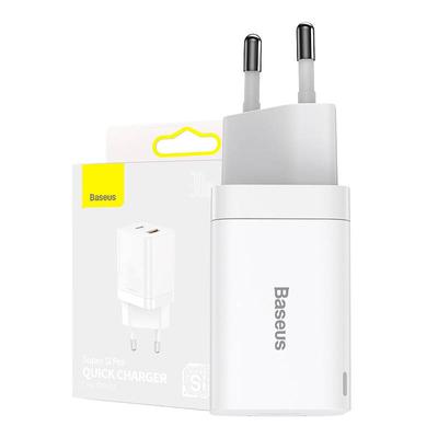 Baseus Super Si Pro gyorstöltő USB + USB-C 30W, fehér