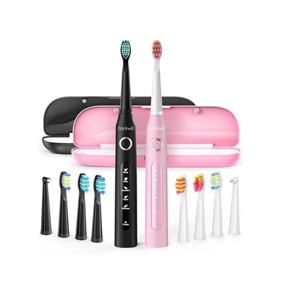 FairyWill sonic fogkefe fejekkel és tokkal (fekete és rózsaszín) FW-507