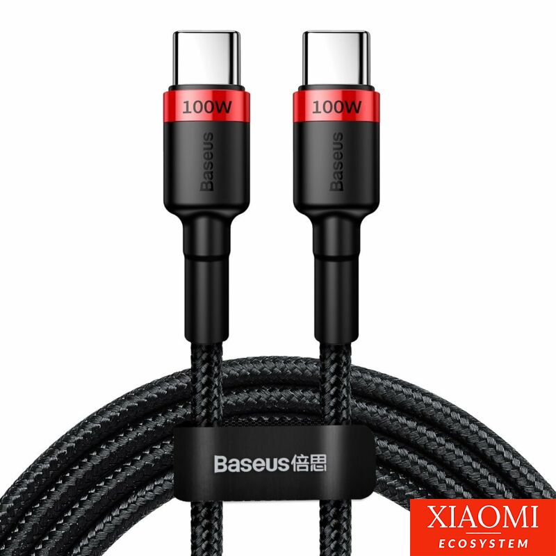 Baseus Cafule USB-C – USB-C kábel, QC 3.0, PD 2.0, 100 W, 5A, 2 m (piros-fekete)