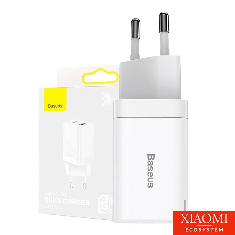 Baseus Super Si Pro gyorstöltő USB + USB-C 30W, fehér