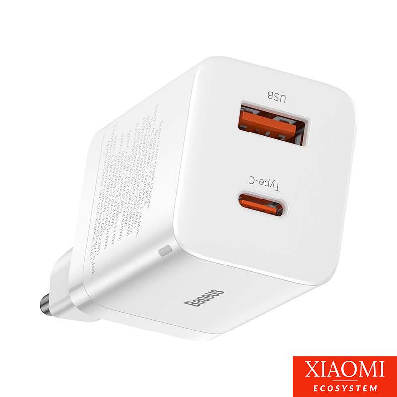 Baseus Super Si Pro gyorstöltő USB + USB-C 30W, fehér