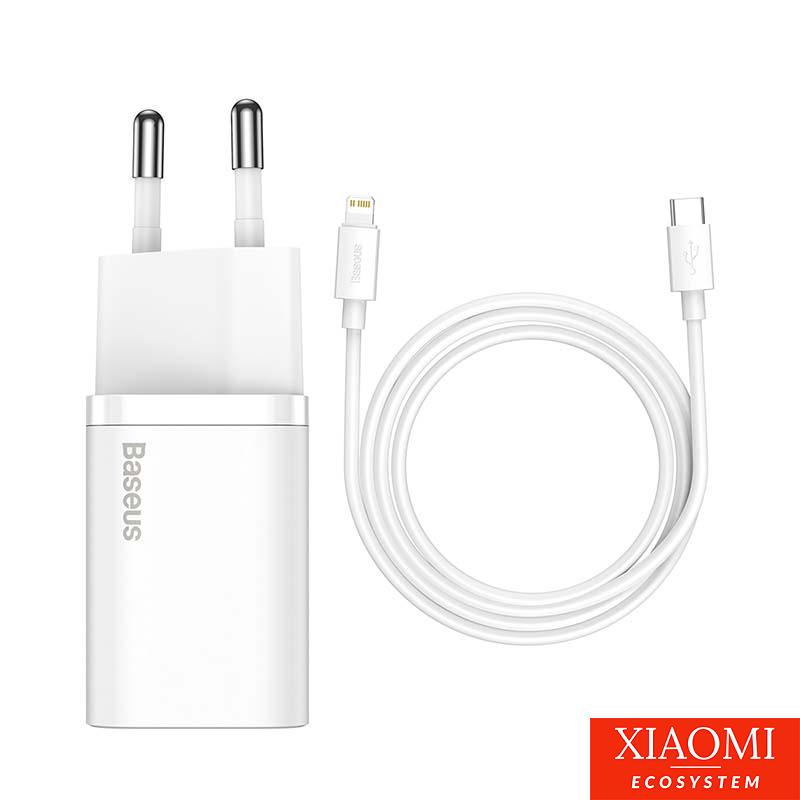 Baseus Super Si gyorstöltő 1C 20W adapter 1 m-es USB-C-Lightning kábellel (fehér)