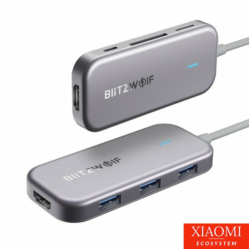 Blitzwolf  7 az 1-ben adapter, USB-C, hub 3xUSB 3.0-hoz, HDMI, USB-C PD, SD, microSD, BW-TH5