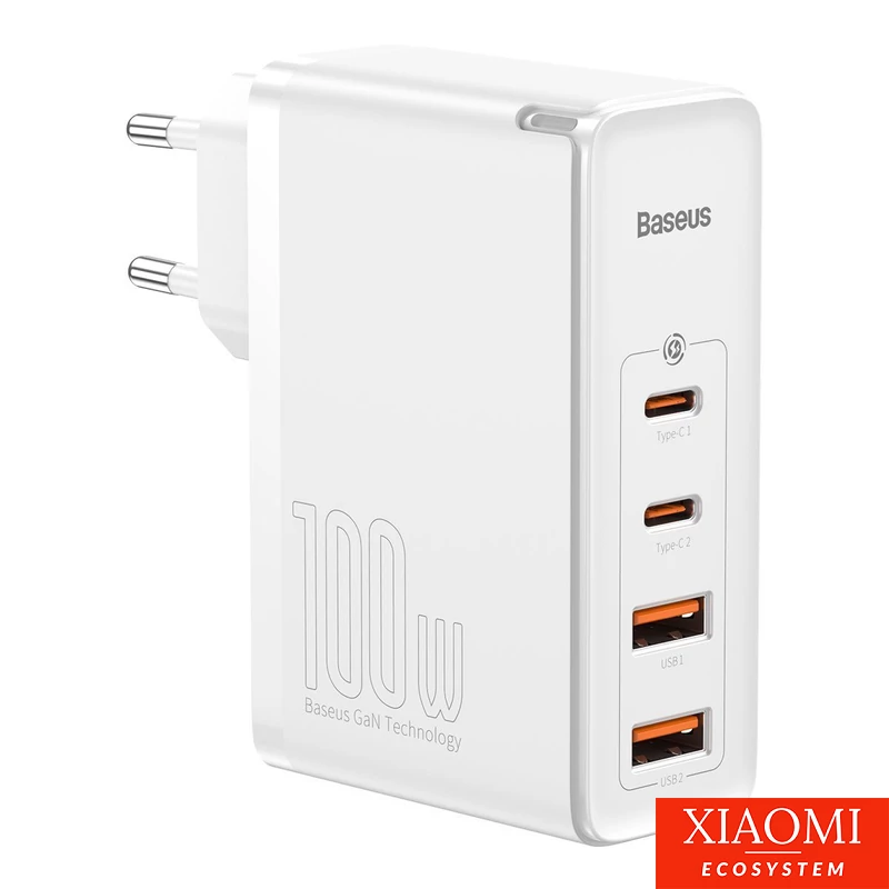 Baseus GaN2 Pro fali töltő, 2x USB + 2x USB-C, 100W, EU (fehér)