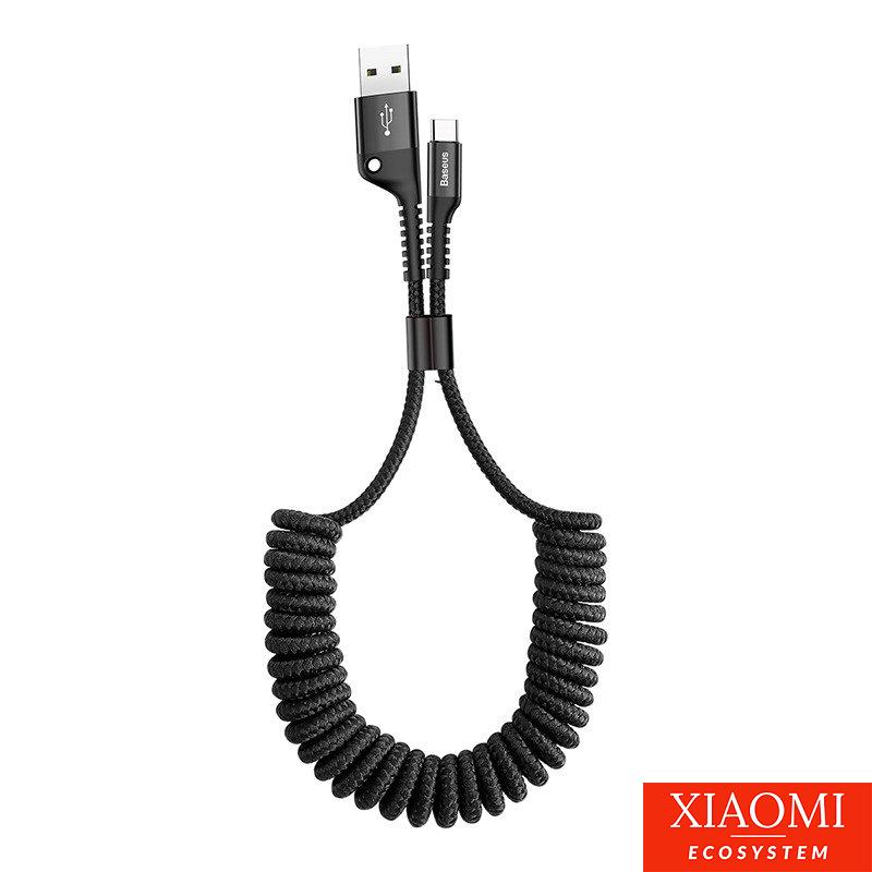 Baseus Spring USB-USB-C rugós kábel 1m 2A (fekete)