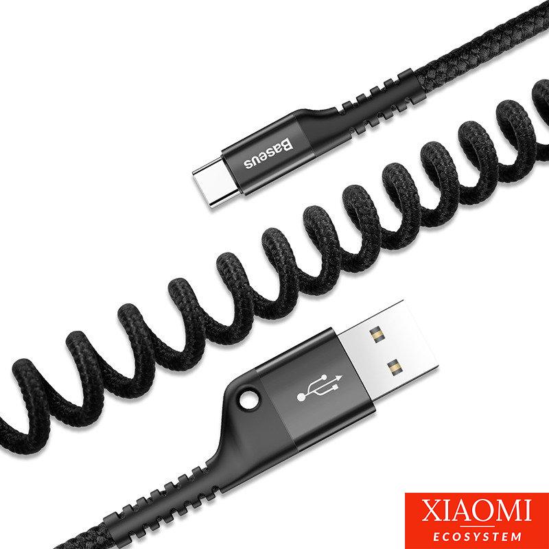 Baseus Spring USB-USB-C rugós kábel 1m 2A (fekete)