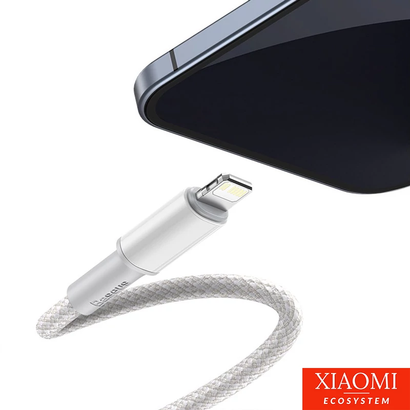 USB-C kábel Lightning Baseushoz, nagy sűrűségű fonott, 20 W, 5 A, PD, 1 m (fehér)