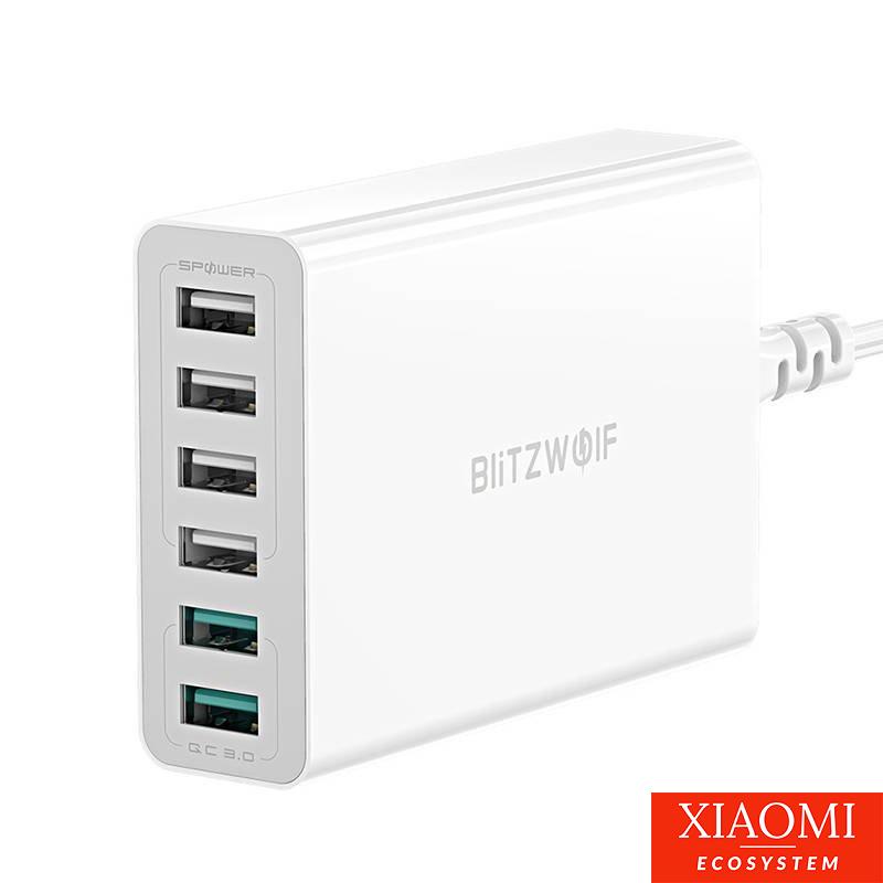 Blitzwolf BW-S15, 6x USB töltő QC 3.0, 60W, fehér