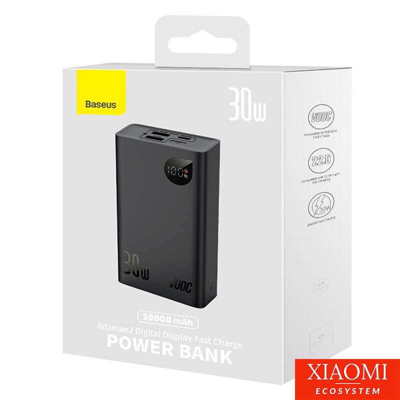 Baseus Adaman 2 Powerbank , 20000mAh, 30W, 3xUSB, USB-C (fekete)