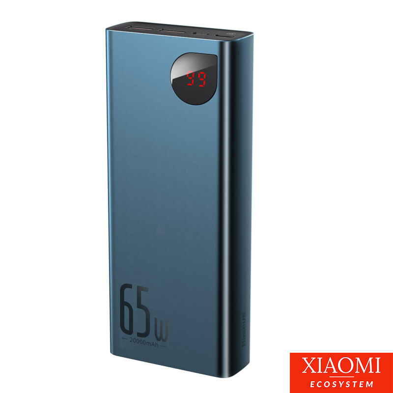 Baseus Adaman Metal Powerbank 20000mAh, PD, QC 3.0, 65W, 2xUSB + USB-C + mikro USB, (kék)