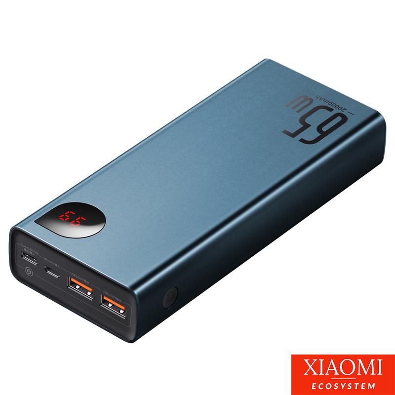 Baseus Adaman Metal Powerbank 20000mAh, PD, QC 3.0, 65W, 2xUSB + USB-C + mikro USB, (kék)