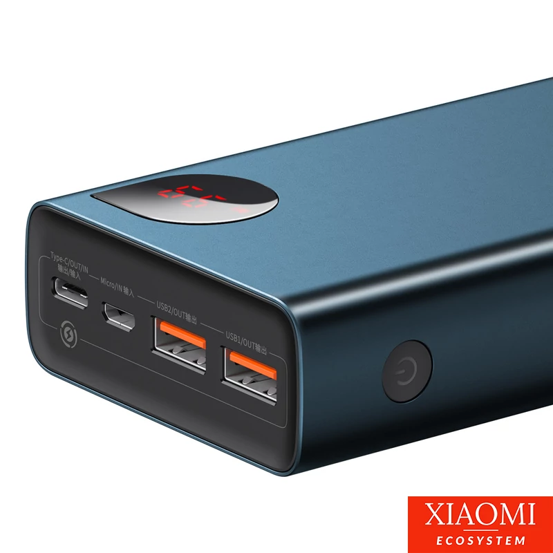 Baseus Adaman Metal Powerbank 20000mAh, PD, QC 3.0, 65W, 2xUSB + USB-C + mikro USB, (kék)