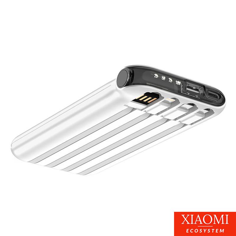 Vipfan F10 powerbank, 4in1 kábellel, 10000mAh, fehér